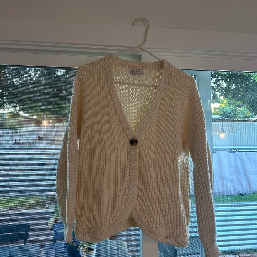 Madewell Cream Button-Up Women's Sweater